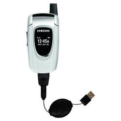 Gomadic Retractable USB Cable for the Samsung SGH-X496 with Power Hot Sync and Charge capabilities - Gomadic