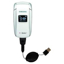 Gomadic Retractable USB Cable for the Samsung SGH-X497 with Power Hot Sync and Charge capabilities - Gomadic