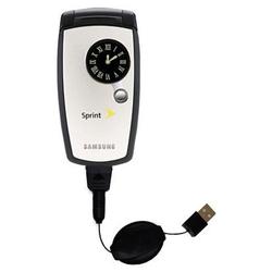 Gomadic Retractable USB Cable for the Samsung SPH-A960 with Power Hot Sync and Charge capabilities - Gomadic