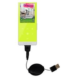 Gomadic Retractable USB Cable for the Samsung YP-T10JABY with Power Hot Sync and Charge capabilities - Gomad