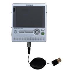Gomadic Retractable USB Cable for the Samsung Yepp YH-999 with Power Hot Sync and Charge capabilities - Goma