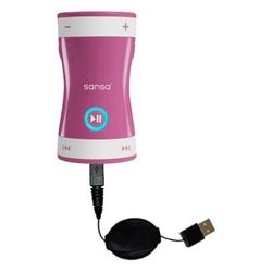 Gomadic Retractable USB Cable for the Sandisk Sansa Shaker with Power Hot Sync and Charge capabilities - Gom