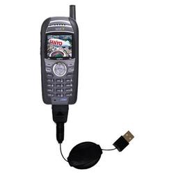 Gomadic Retractable USB Cable for the Sanyo RL-4930 with Power Hot Sync and Charge capabilities - Br