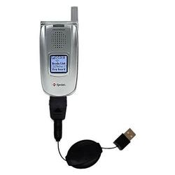 Gomadic Retractable USB Cable for the Sanyo SCP-5400 with Power Hot Sync and Charge capabilities - B