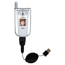 Gomadic Retractable USB Cable for the Sanyo SCP-8100 with Power Hot Sync and Charge capabilities - B
