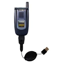 Gomadic Retractable USB Cable for the Sanyo VM4500 with Power Hot Sync and Charge capabilities - Bra