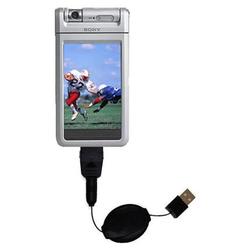 Gomadic Retractable USB Cable for the Sony Clie NR70 with Power Hot Sync and Charge capabilities - B