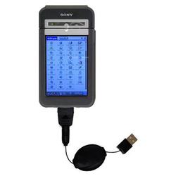 Gomadic Retractable USB Cable for the Sony Clie NZ90 with Power Hot Sync and Charge capabilities - B