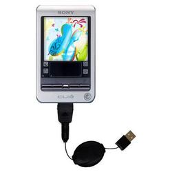 Gomadic Retractable USB Cable for the Sony Clie T400 with Power Hot Sync and Charge capabilities - B