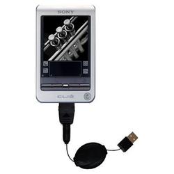 Gomadic Retractable USB Cable for the Sony Clie T415 with Power Hot Sync and Charge capabilities - B
