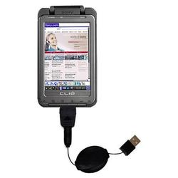 Gomadic Retractable USB Cable for the Sony Clie TH55 with Power Hot Sync and Charge capabilities - B
