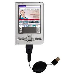 Gomadic Retractable USB Cable for the Sony Clie TJ37 with Power Hot Sync and Charge capabilities - B