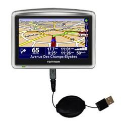 Gomadic Retractable USB Cable for the TomTom One XL with Power Hot Sync and Charge capabilities - Br