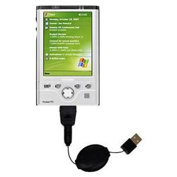 Gomadic Retractable USB Cable for the Toshiba e755 with Power Hot Sync and Charge capabilities - Bra