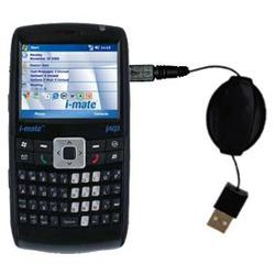 Gomadic Retractable USB Cable for the i-Mate JAQ3 with Power Hot Sync and Charge capabilities - Bran
