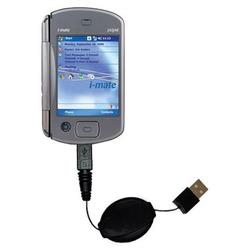 Gomadic Retractable USB Cable for the i-Mate JASJAR with Power Hot Sync and Charge capabilities - Br