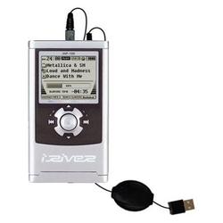 Gomadic Retractable USB Cable for the iRiver H120 with Power Hot Sync and Charge capabilities - Bran