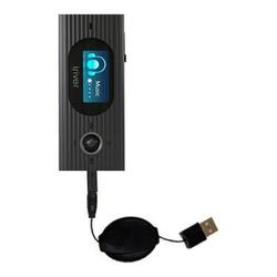 Gomadic Retractable USB Cable for the iRiver T50 with Power Hot Sync and Charge capabilities - Brand