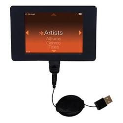 Gomadic Retractable USB Cable for the iRiver U10 512MB with Power Hot Sync and Charge capabilities - Gomadic
