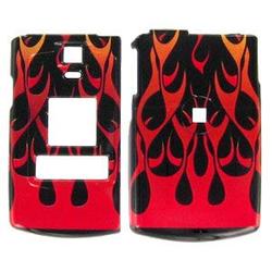 Wireless Emporium, Inc. Samsung SCH-U740 Black w/Red Flames Snap-On Protector Case Faceplate