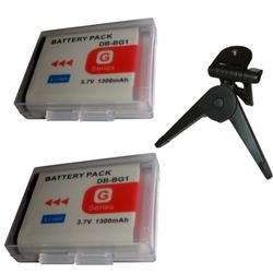 HQRP 2 Pack Equiv. NP-BG1 Battery for SONY DSC-T100 DSC-T20 DSC-T25 DSC-H9 DSC-H7 DSC-N1 DSC-N2 + Tripod