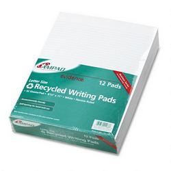 Ampad/Divi Of American Pd & Ppr 8 1/2 x 11 White Evidence® Recycled Glue Top Pads with Narrow Rule, 50 Sheets per Pad
