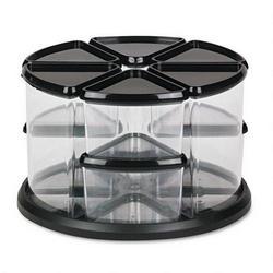 Deflecto Corporation 9 Canister Carousel Organizer, Six 3 & Three 6 Clear Canisters, Black Lids