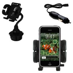 Gomadic Apple iPhone Auto Cup Holder with Car Charger - Uses TipExchange