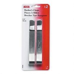 Acco Brands Inc. Banker's Clasps for Fabric Panels, Stainless Steel, 5 3/4 , 2 per Card