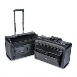 Bond Street Ltd Computer/Catalog Case on Wheels, 19w x 9d x 15 1/2h, Black Koskin Leather Look