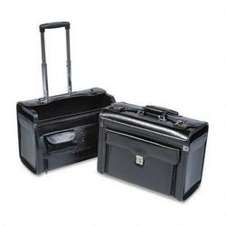 Bond Street Ltd Computer/Catalog Case on Wheels, 19w x 9d x 15 1/2h, Black Leather