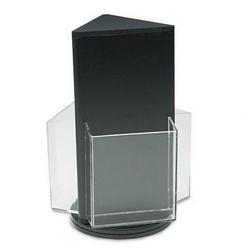 Deflecto Corporation Countertop Revolving 3 Pocket Leaflet Rack, Clear Pockets, Black Base, 10 3/4h