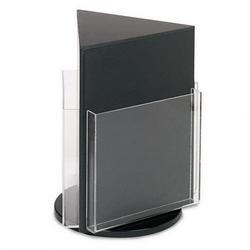 Deflecto Corporation Countertop Revolving 3 Pocket Magazine Rack, Clear Pockets, Black Base, 13h