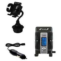Gomadic Cowon iAudio U2 Auto Cup Holder with Car Charger - Uses TipExchange