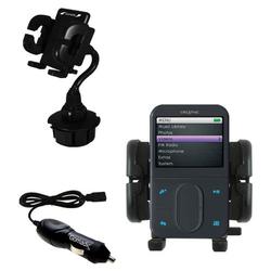 Gomadic Creative Zen Vision M 60GB Auto Cup Holder with Car Charger - Uses TipExchange
