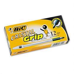 Bic Corporation Cristal Grip™ Medium Point Ballpoint Pen, Clear Cap, Black Ink, Dozen
