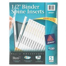 Avery-Dennison Custom Binder Spine Inserts, 1/2 Spine Width, 16 Inserts/Sheet, 5 Sheets/Pack