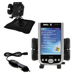 Gomadic Dell Axim X50 Auto Bean Bag Dash Holder with Car Charger - Uses TipExchange