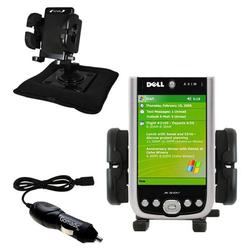 Gomadic Dell Axim X50v Auto Bean Bag Dash Holder with Car Charger - Uses TipExchange