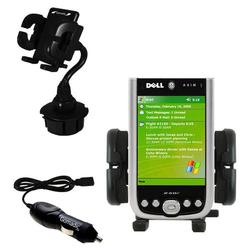 Gomadic Dell Axim X50v Auto Cup Holder with Car Charger - Uses TipExchange