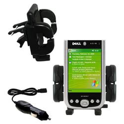 Gomadic Dell Axim X50v Auto Vent Holder with Car Charger - Uses TipExchange