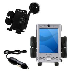 Gomadic Dell Axim x3 Auto Windshield Holder with Car Charger - Uses TipExchange