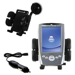 Gomadic Dell Axim x5 Auto Windshield Holder with Car Charger - Uses TipExchange