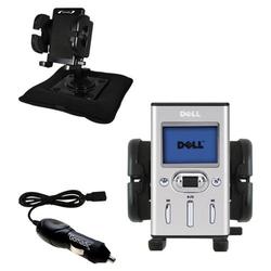 Gomadic Dell Pocket DJ 20GB Auto Bean Bag Dash Holder with Car Charger - Uses TipExchange