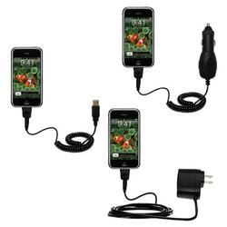 Gomadic Deluxe Kit for the Apple iPhone includes a USB cable with Car and Wall Charger - Brand w/ Ti