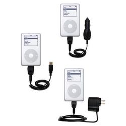 Gomadic Deluxe Kit for the Apple iPod 4G 20GB includes a USB cable with Car and Wall Charger - Brand