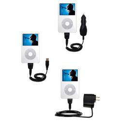 Gomadic Deluxe Kit for the Apple iPod Video (60GB) includes a USB cable with Car and Wall Charger - Gomadic
