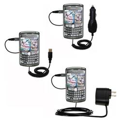 Gomadic Deluxe Kit for the Blackberry 8310 includes a USB cable with Car and Wall Charger - Brand w/