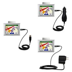 Gomadic Deluxe Kit for the Garmin Nuvi 310 includes a USB cable with Car and Wall Charger - Brand w/