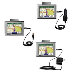 Gomadic Deluxe Kit for the Garmin Nuvi 350 includes a USB cable with Car and Wall Charger - Brand w/